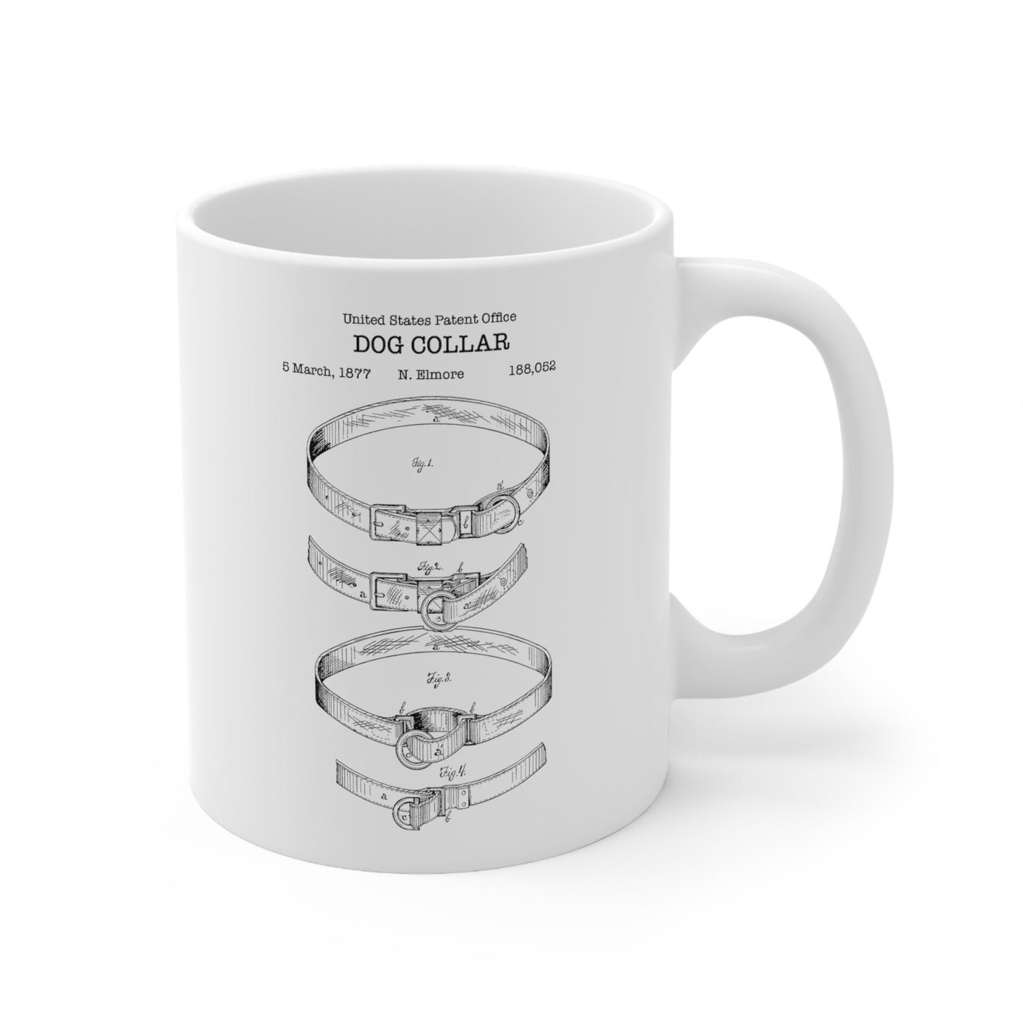 Dog collar patent from 1877 from the US Patent Office. An 11oz mug perfect as gift for any dog owner or dog lover