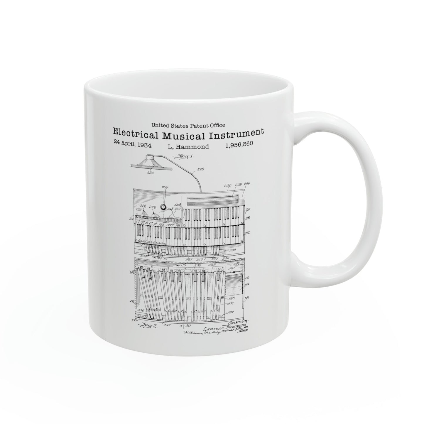 Hammond organ musical instrument atent from the US Patent Office. Perfect gift for any music lover musician pianist soul music 60s retro