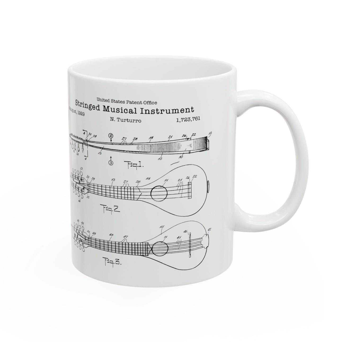 Antique mandolin stringed musical instrument patent design from the US Patent Office. Perfect gift for any musician music lover player