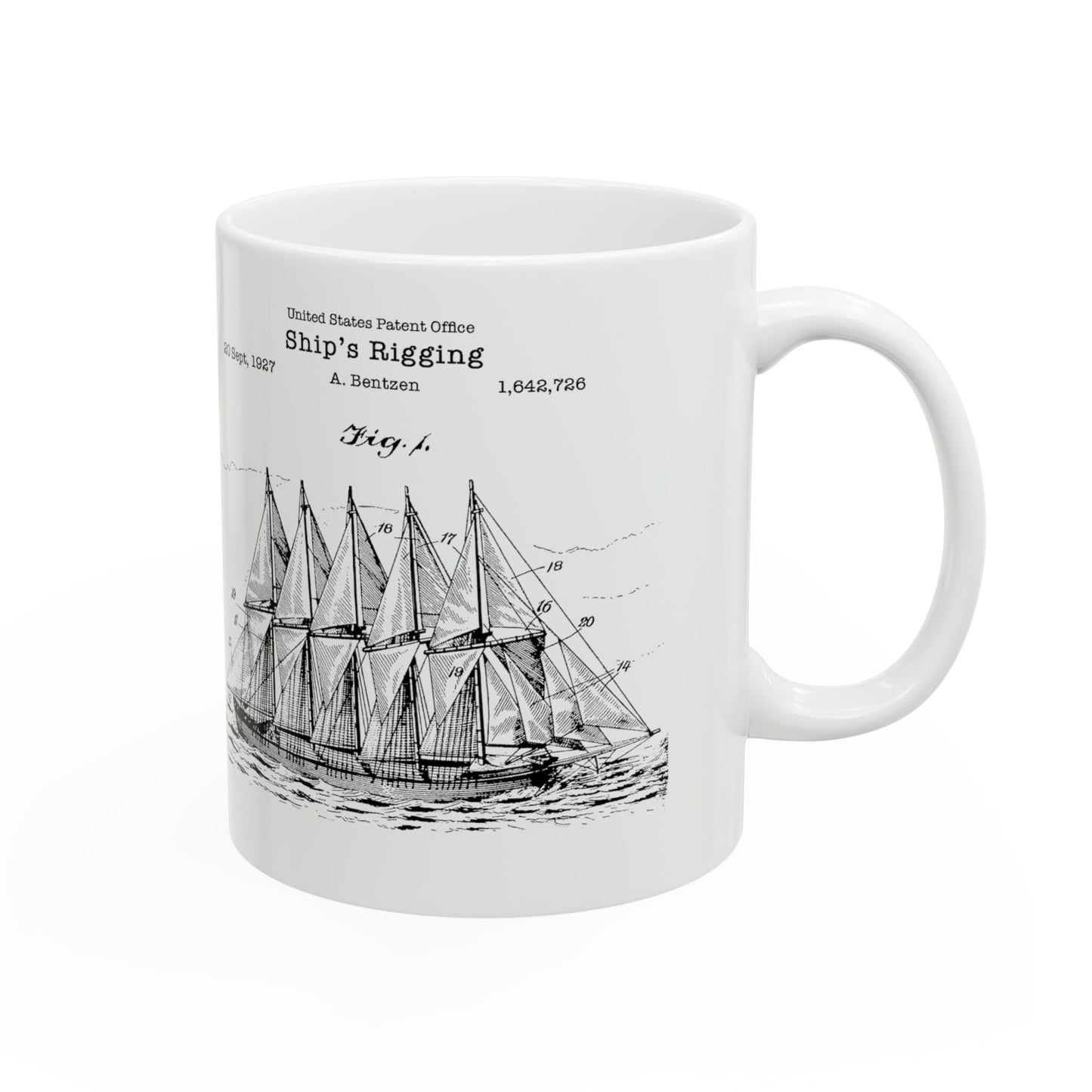 Antique ships rigging sailing ship patent design from the US Patent Office. Perfect gift for any sailor, nautical, maritime fan, naval, sea