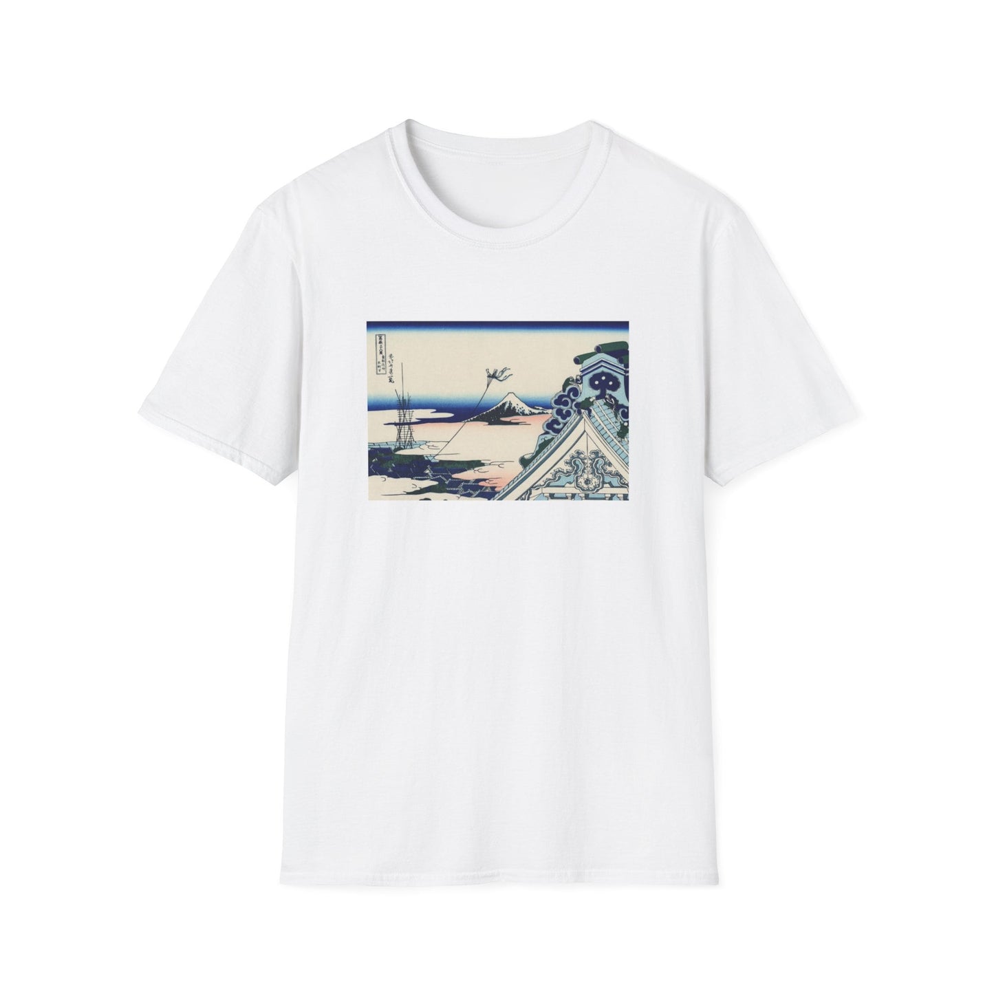 Asakusa Hongan-ji temple in the Eastern capital by Katsushika Hokusai view of Mt Fuji T shirt from famous Japanese woodblock print