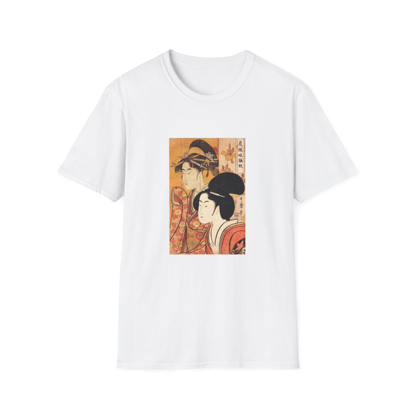Two Beauties with Bamboo by Kitagawa Utamaro Famous Japanese woodblock print T shirt