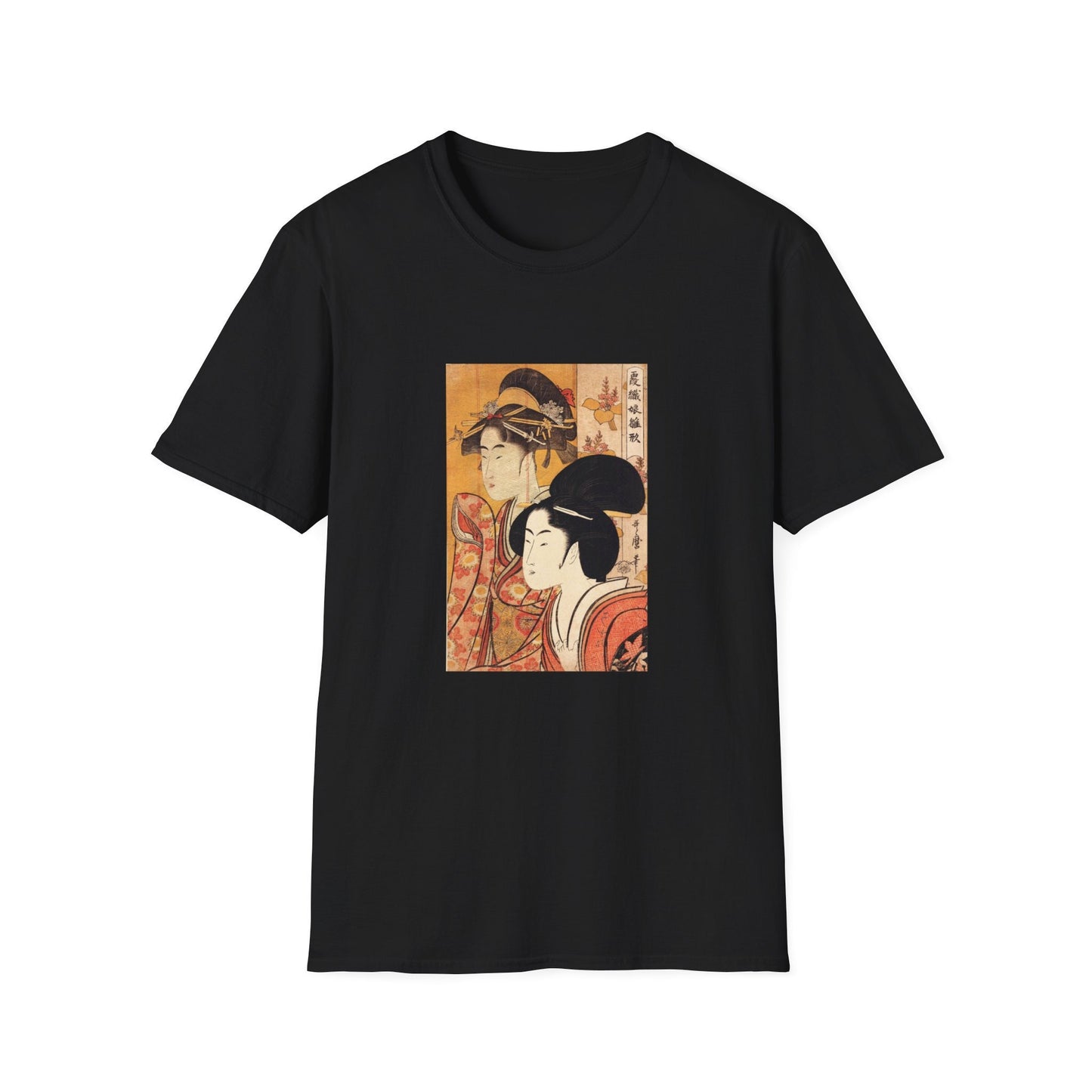 Two Beauties with Bamboo by Kitagawa Utamaro Famous Japanese woodblock print T shirt
