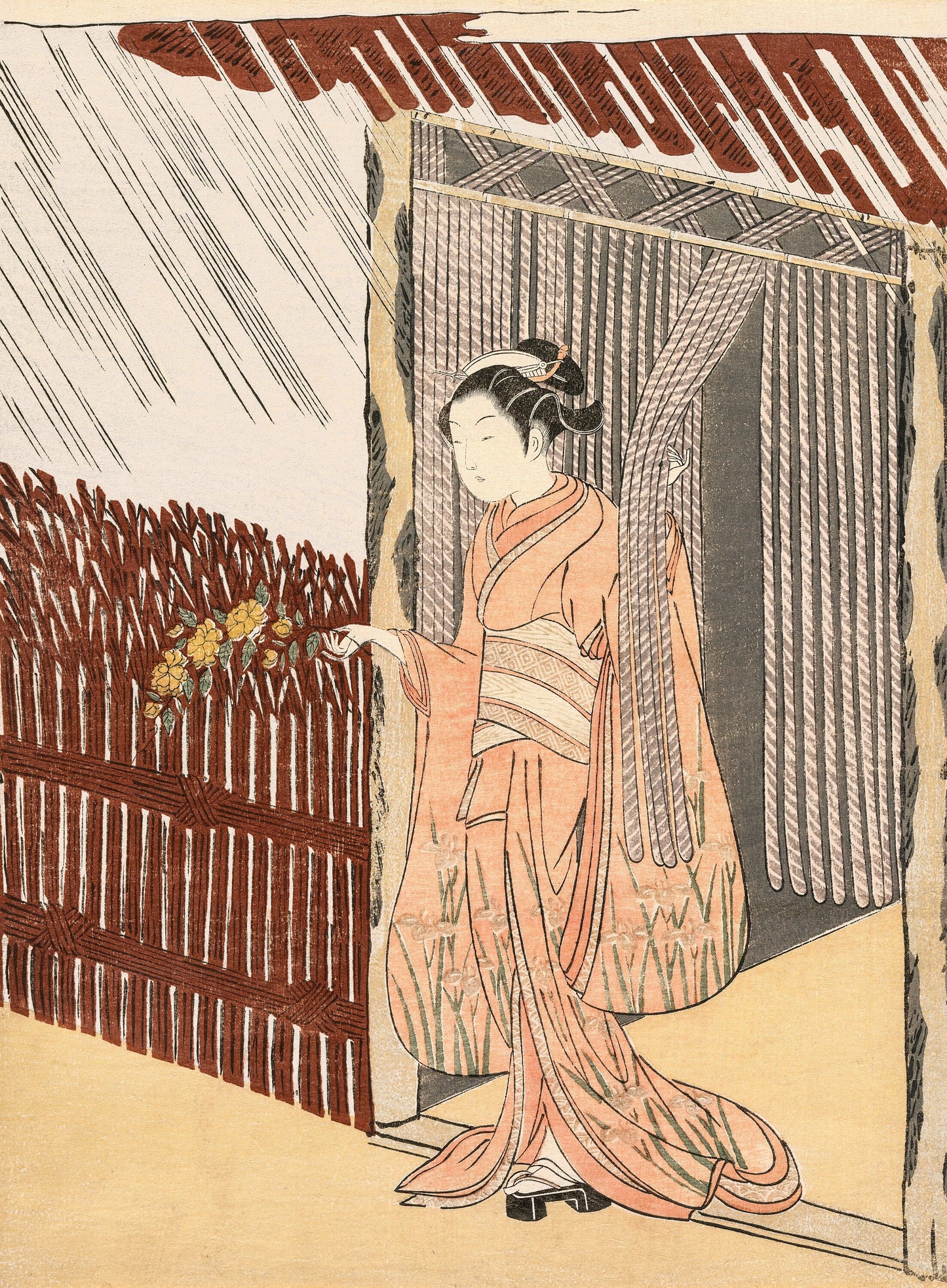 a drawing of a woman in a kimono