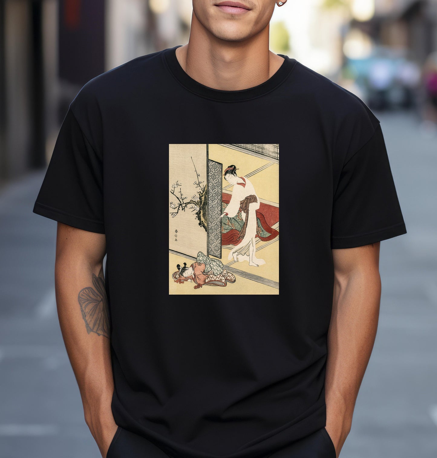 Courtesan and Sleeping Attendant by Suzuki Harunobu Japanese woodblock print T shirt