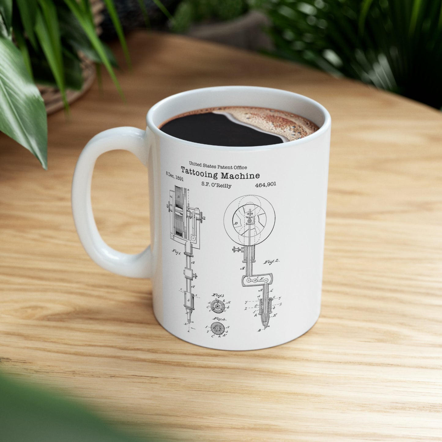 Antique old tattooing device patent design from the US Patent Office. Perfect 11oz mug gift for any tattooist, tattoo lover, tattoo parlour