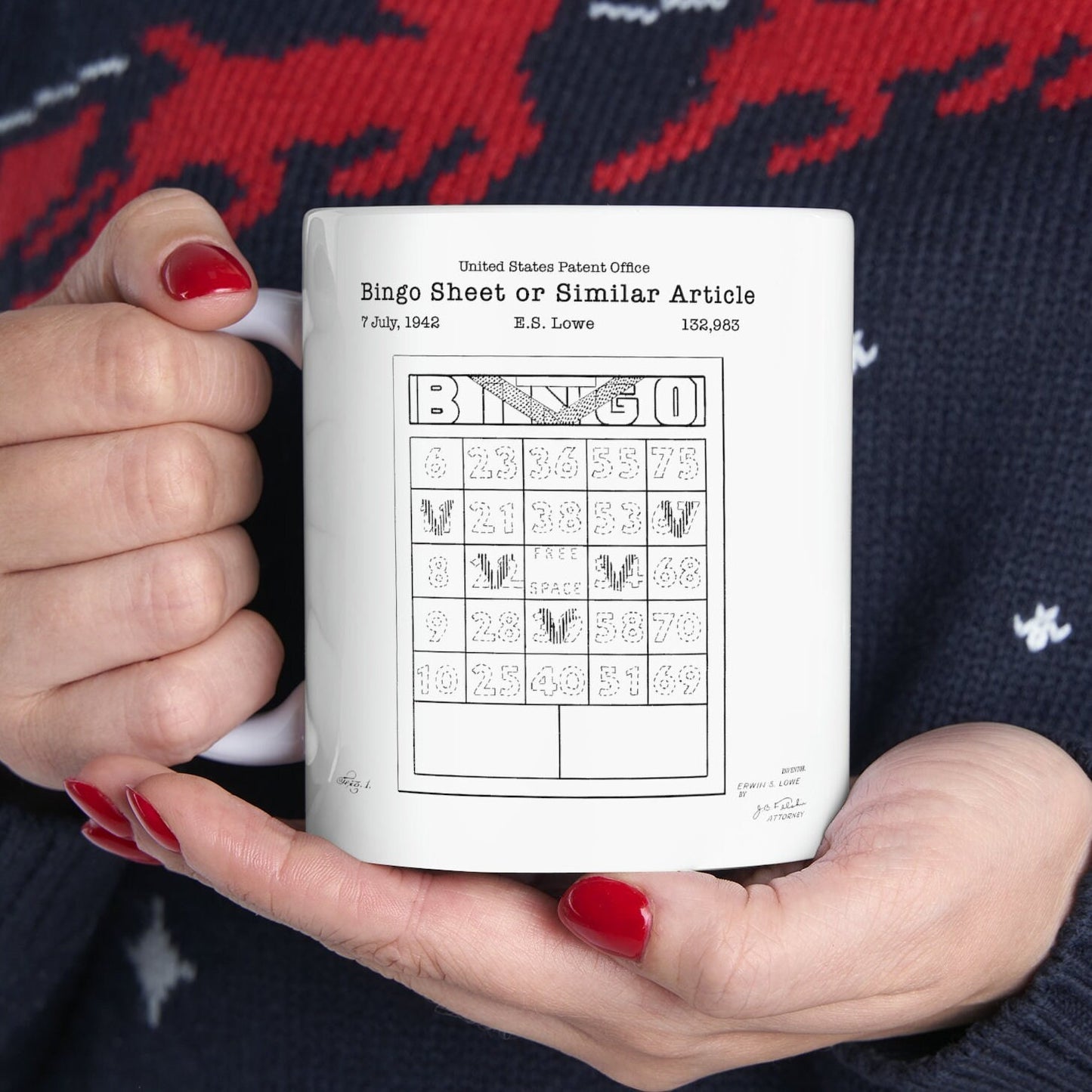 Bingo scorecard patent from the US Patent Office. Perfect gift for any bingo player or lover card games buff quizzer