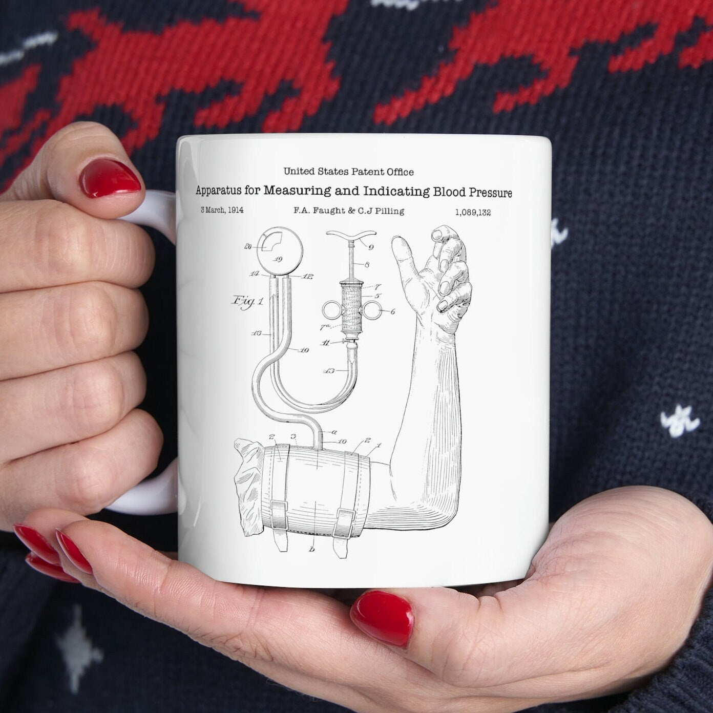 Blood pressure monitoring sleeve patent from the US Patent Office. Perfect gift for any doctor nurse medical medicine nursing gift physician