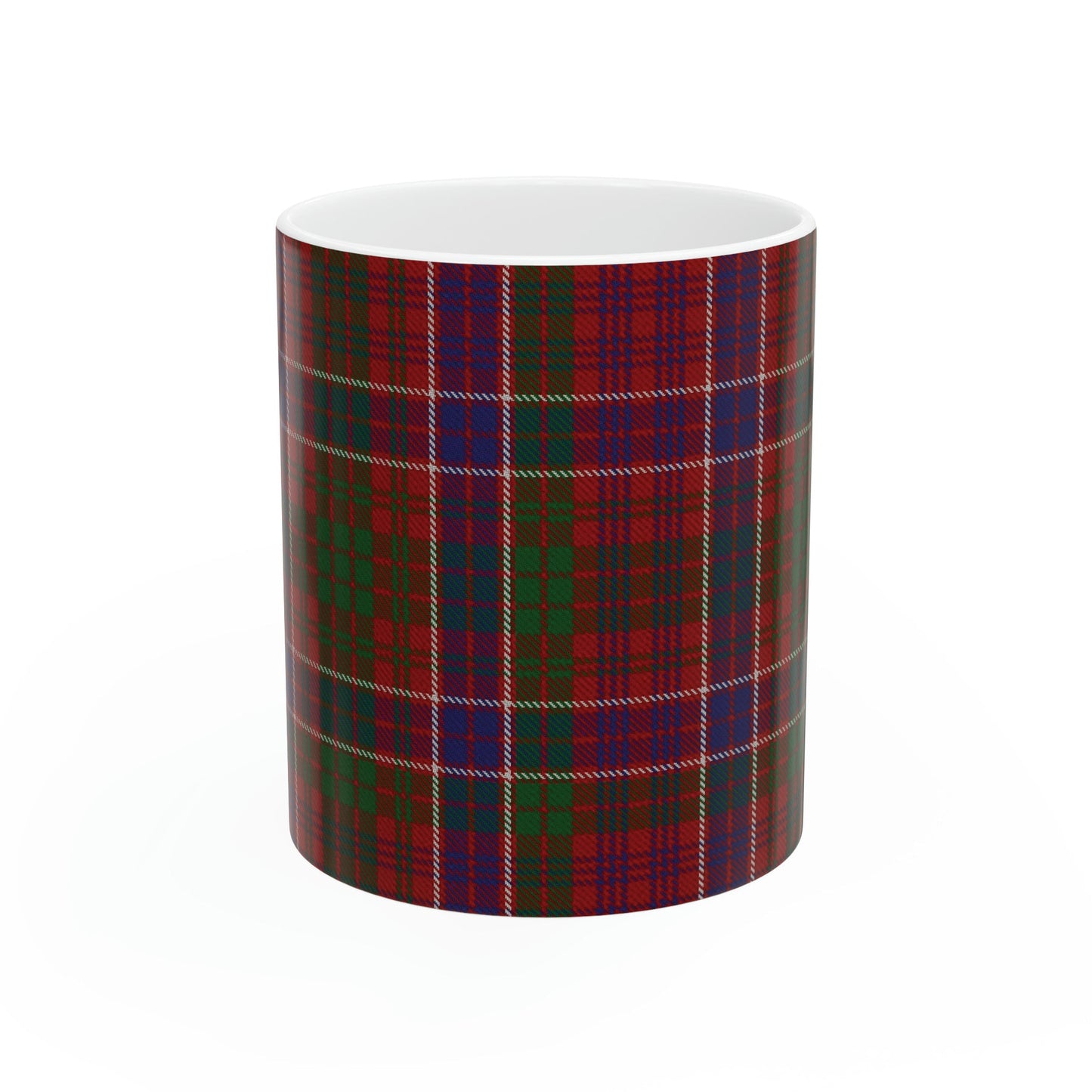 MacRae red. The elegant and colourful tartan on this mug is taken from the Scottish Register of Tartans based in Scotland.