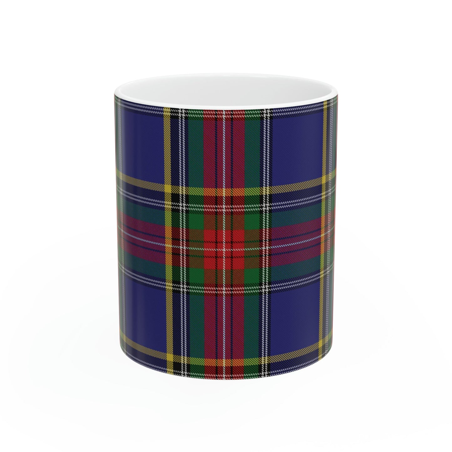 MacBeth clan. The elegant and colourful tartan on this mug is taken from the Scottish Register of Tartans based in Scotland.