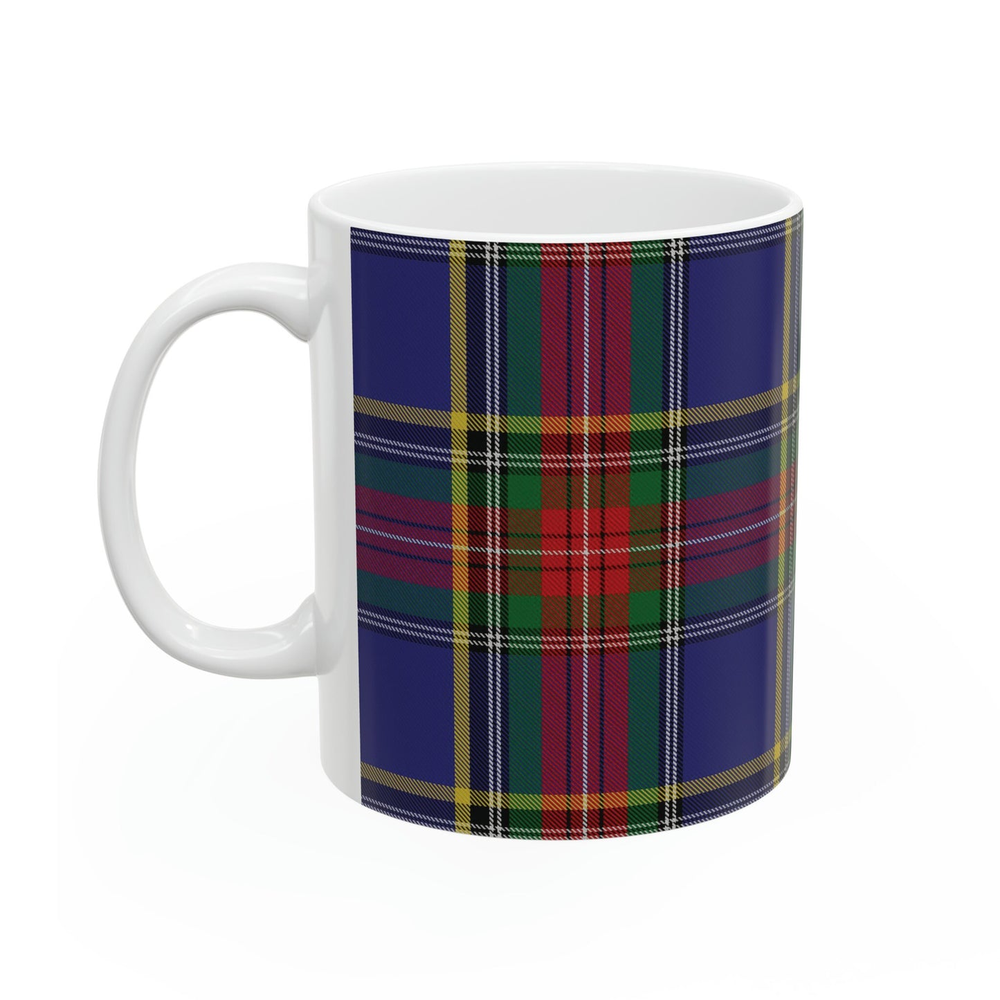 MacBeth clan. The elegant and colourful tartan on this mug is taken from the Scottish Register of Tartans based in Scotland.