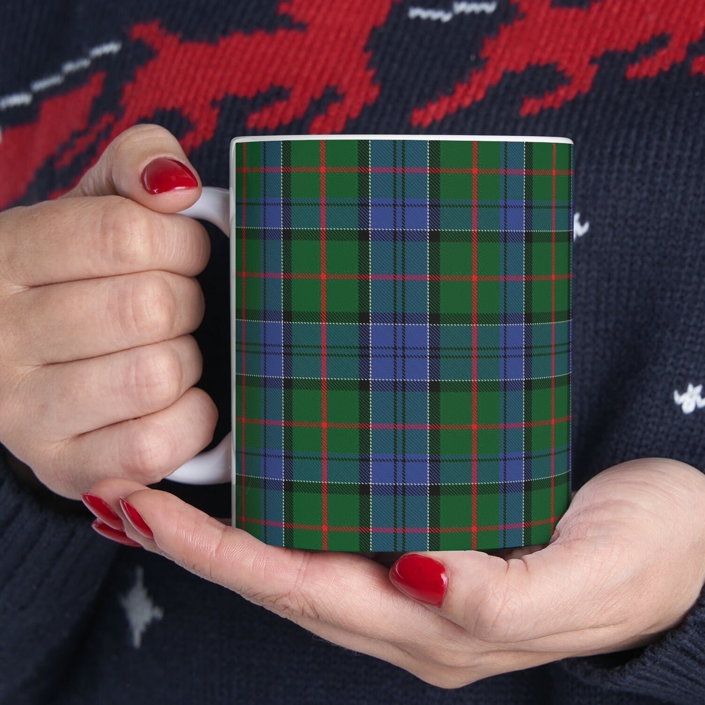 Colquhoun clan. The elegant and colourful tartan on this mug is taken from the Scottish Register of Tartans based in Scotland.