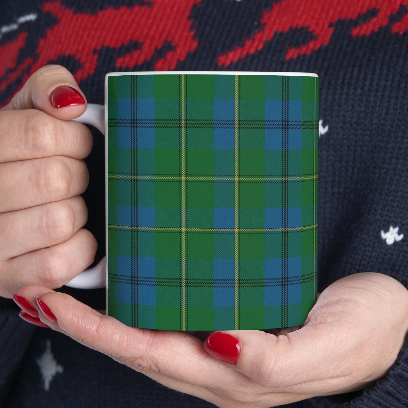 Johnstone clan. The elegant and colourful tartan on this mug is taken from the Scottish Register of Tartans based in Scotland.