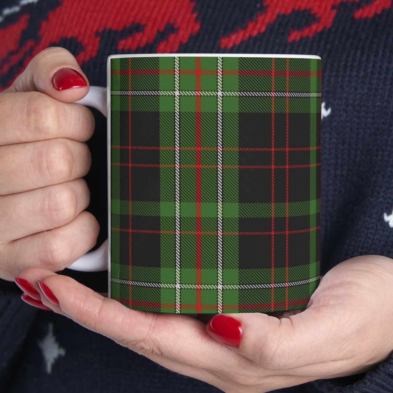 MacDermid clan. The elegant and colourful tartan on this mug is taken from the Scottish Register of Tartans based in Scotland.