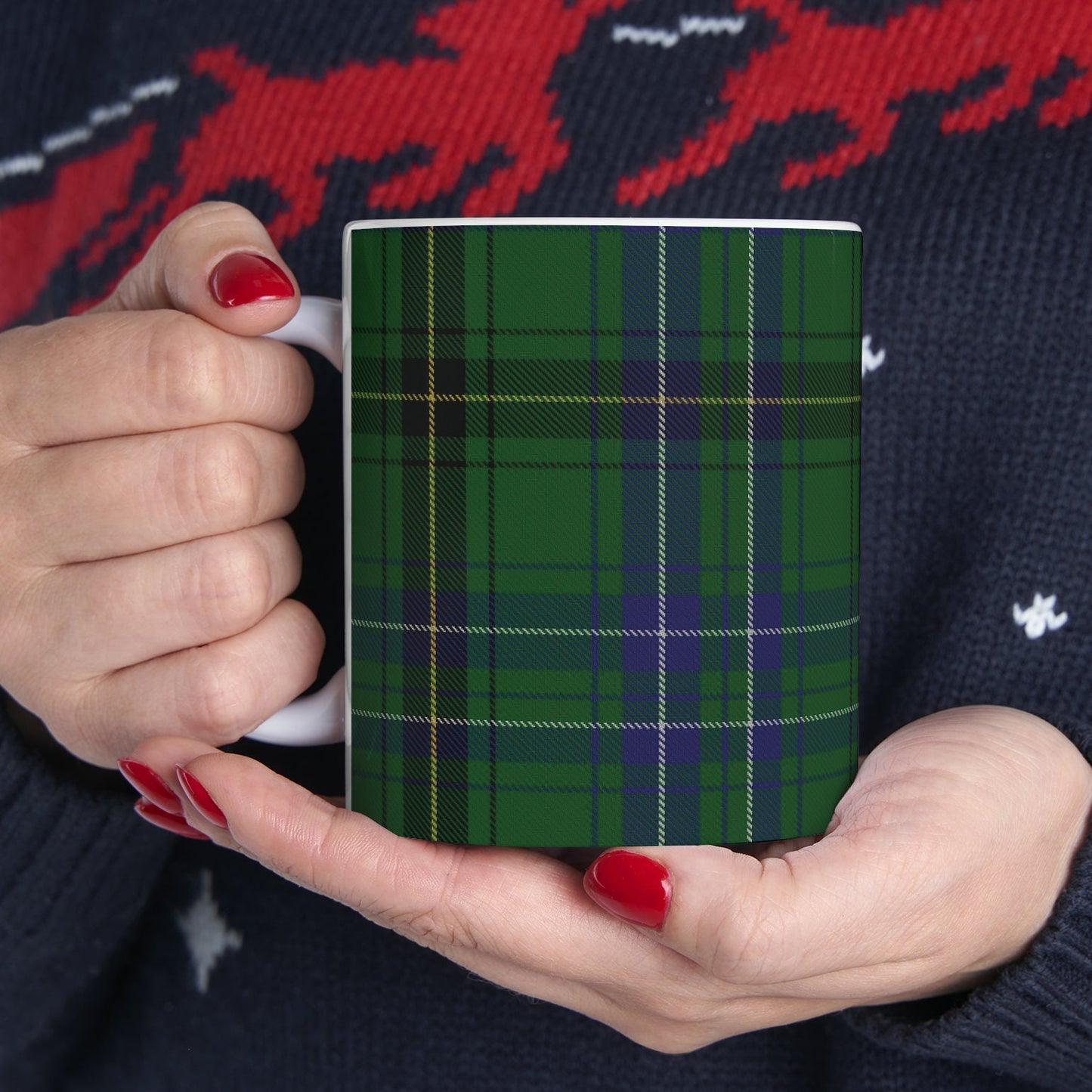 Henderson clan tartan . The elegant and colourful tartan on this mug is taken from the Scottish Register of Tartans based in Scotland.