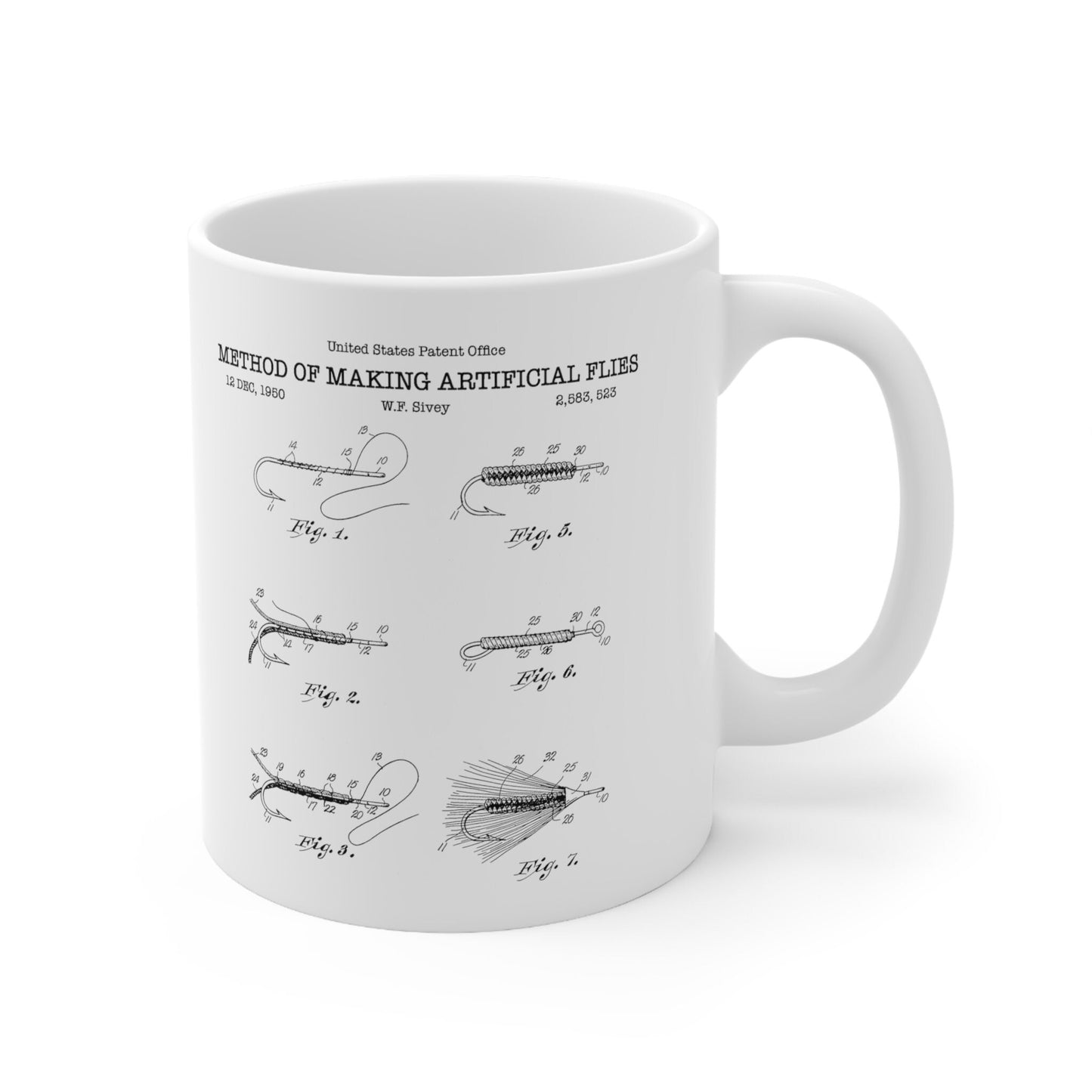 Artificial flies patent from 1950 from the US Patent Office. An 11oz mug perfect as gift for any fishing or angling enthusiast.
