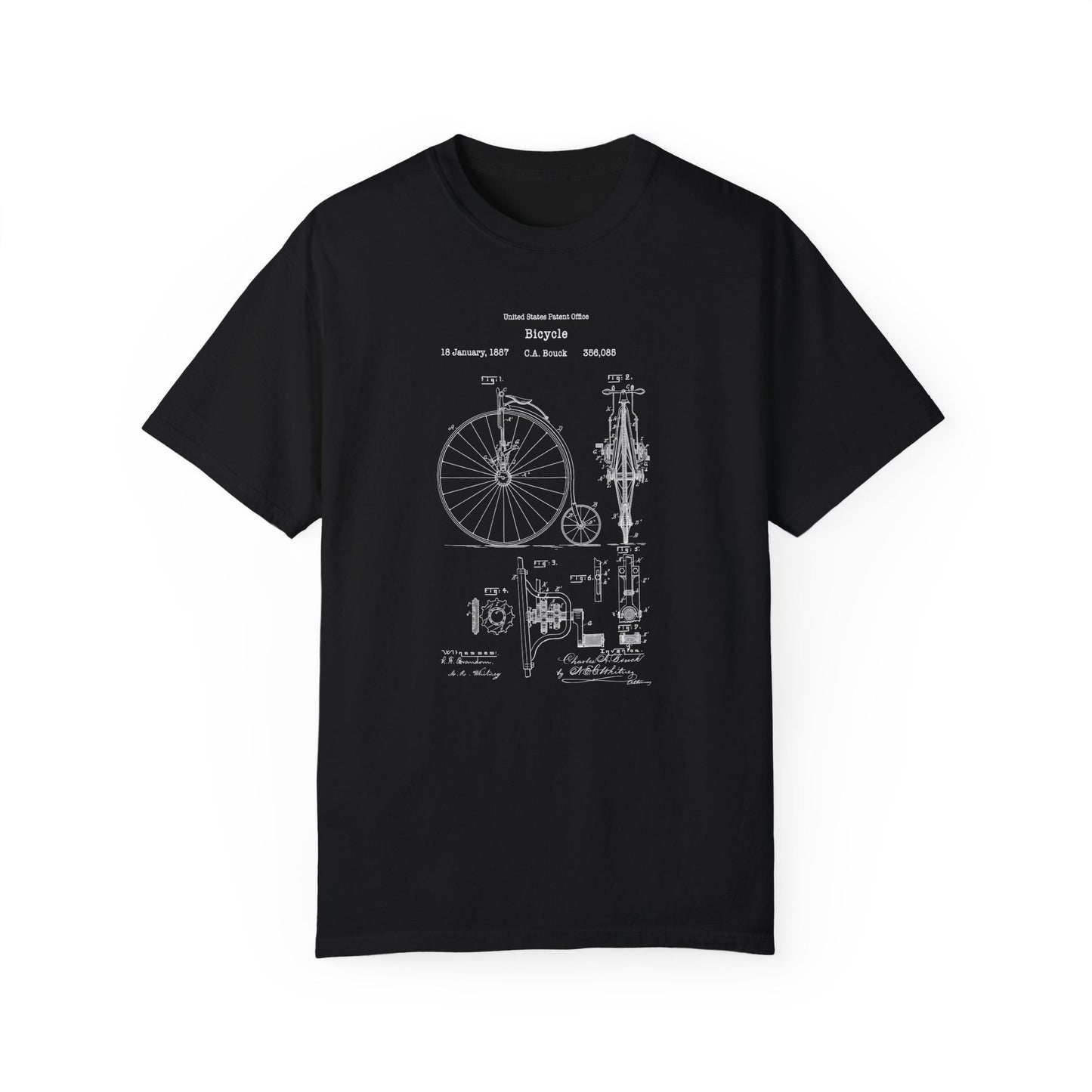 Antique vintage bicycle design from US Patent Office. A quality T shirt perfect for cyclist, bicycle fans, cycling, sports, history buffs