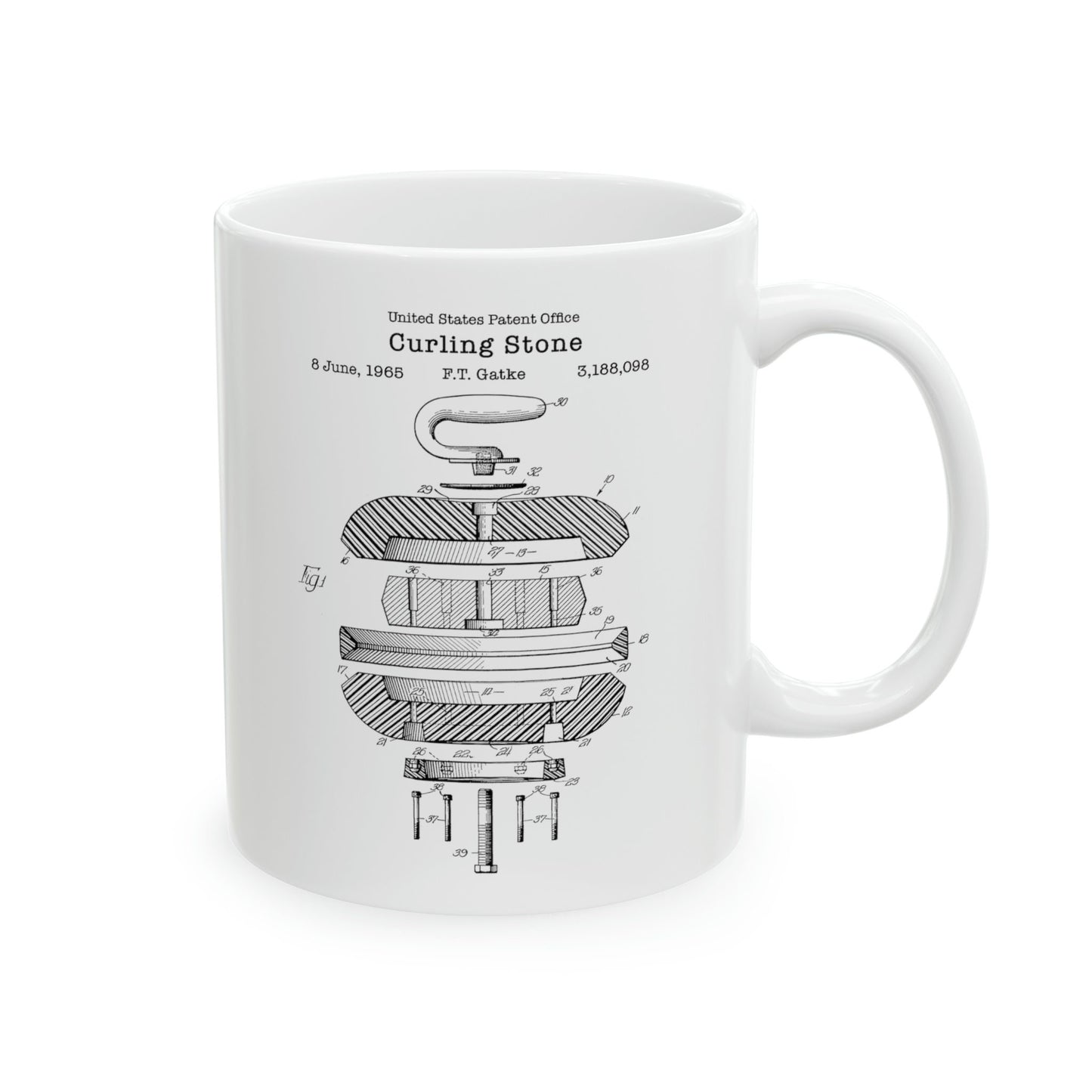 Curling stone patent design from US Patent Office mug Perfect gift for any curler, winter sports fan, curling player