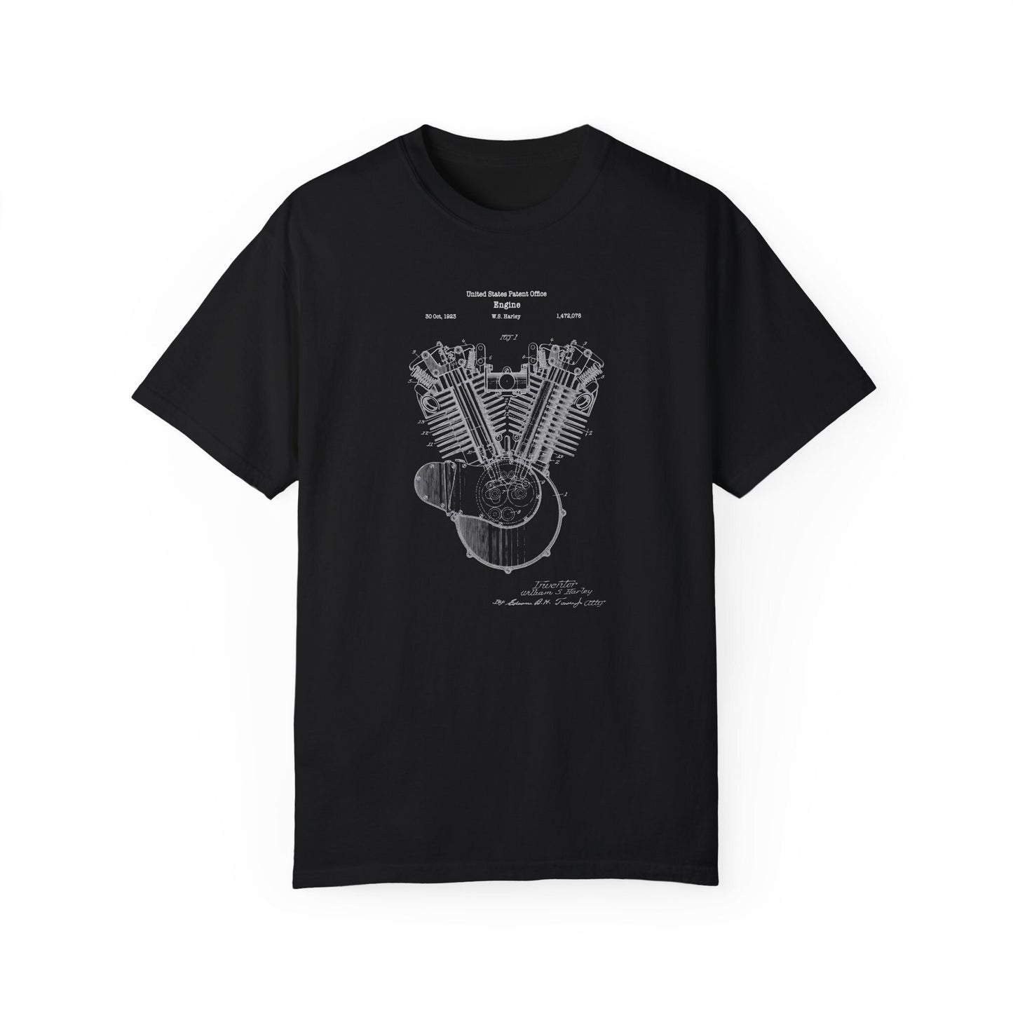 Harley Davidson motorcycle engine patent design from US Patent Office. T Shirt gift for motorcyclists, bikers, harley Davidson bikers,