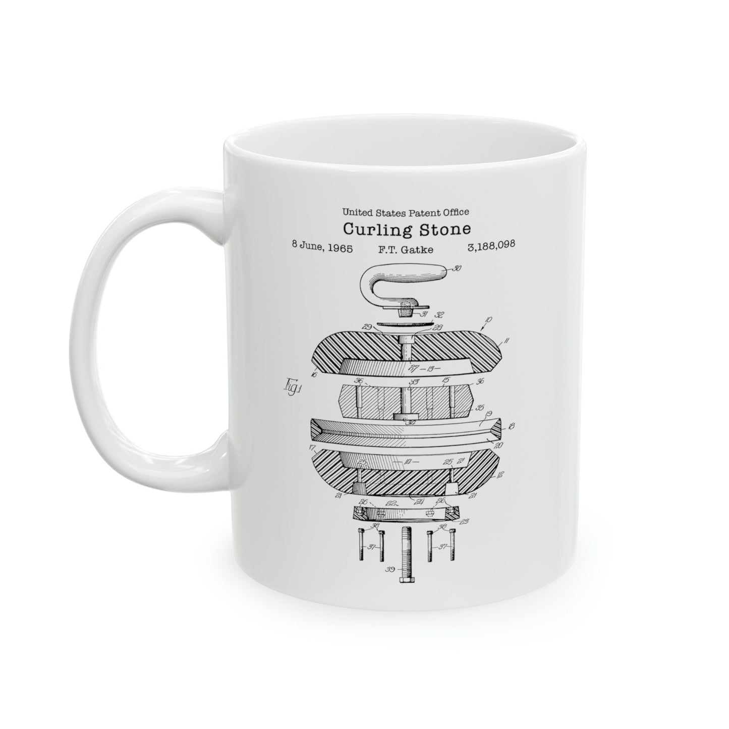 Curling stone patent design from US Patent Office mug Perfect gift for any curler, winter sports fan, curling player