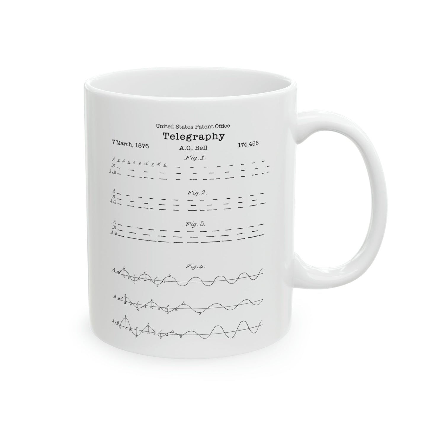 Famous Alexander Graham Bell morse code telegraphy invention from the US Patent Office. Perfect 11oz mug gift for engineers, scientists, IT