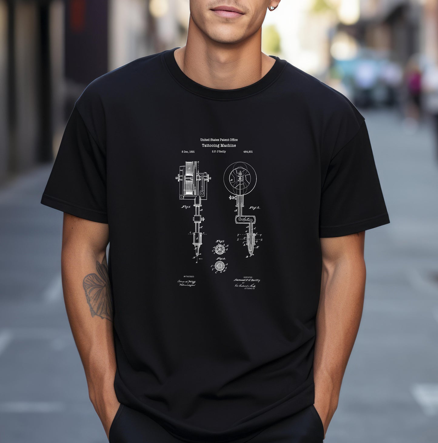 Antique tattooing device patent design T shirt from the US Patent Office . Perfect gift for any tattooist, tattoo lover, tattooing fan