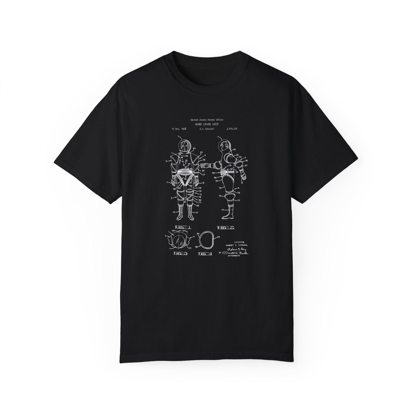Hard space suit design T shirt from the US Patent Office . Perfect gift for any with interest in space, aviation, scientist, engineer, tech