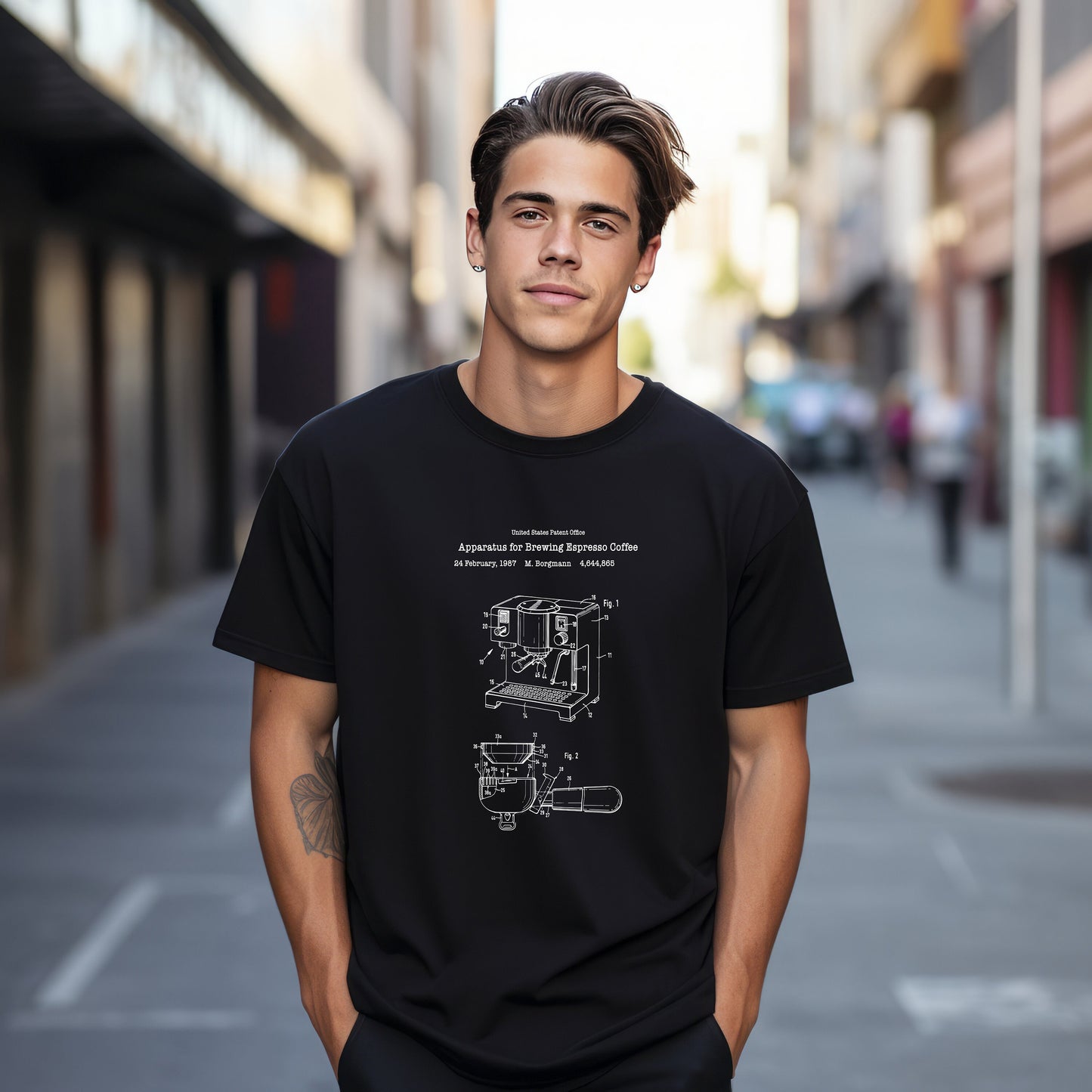 Espresso coffee machine by Krups design from US Patent Office. A quality T shirt perfect for coffee and caffeine lovers
