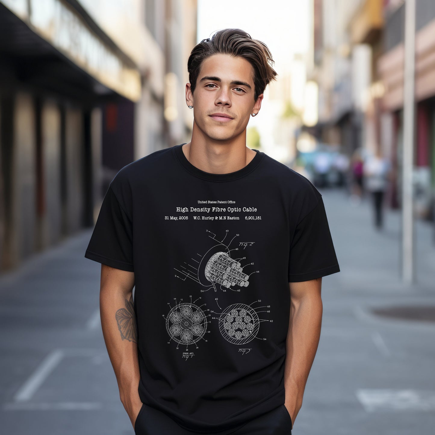Fibre optic cable design from US Patent Office. A quality T shirt perfect for technology geeks, engineers, IT, computer nerds