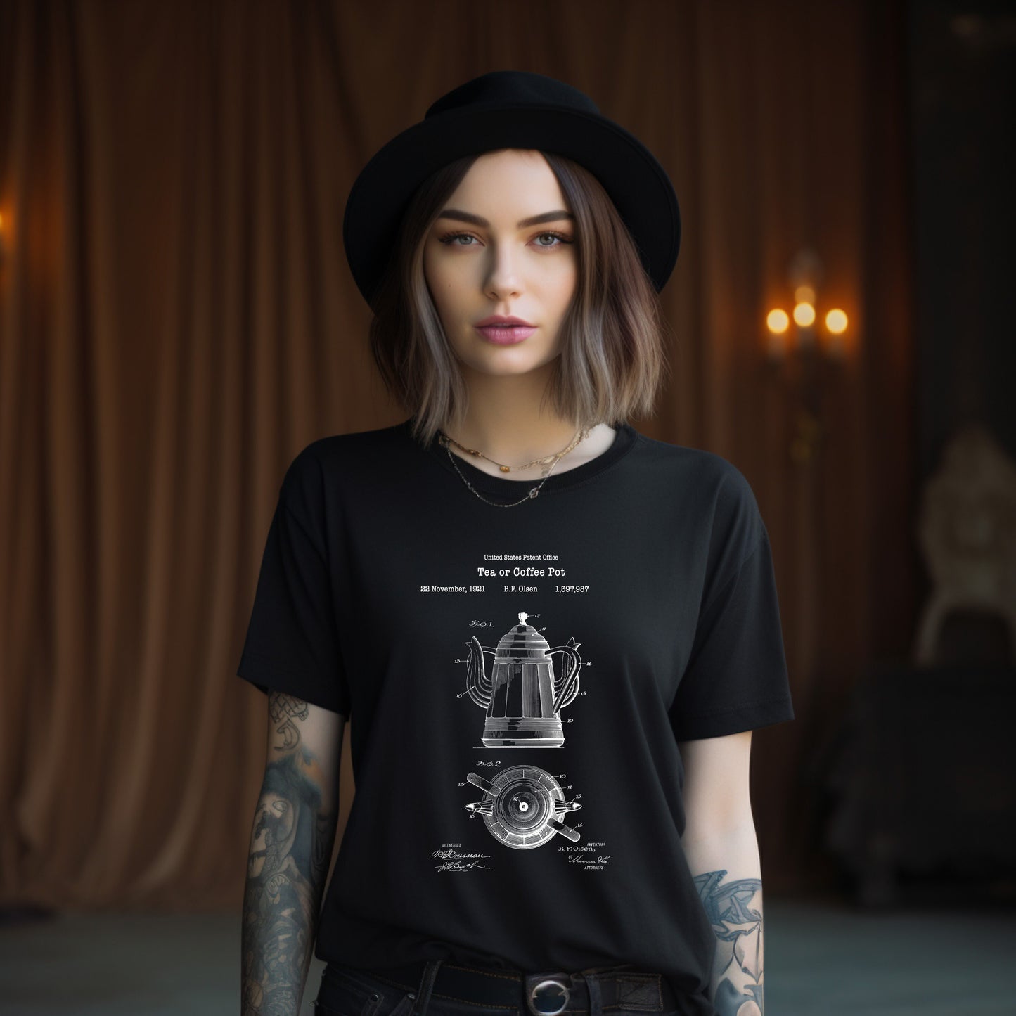 Vintage coffee and tea brewing pot design from US Patent Office. A quality T shirt perfect for coffee and caffeine lovers