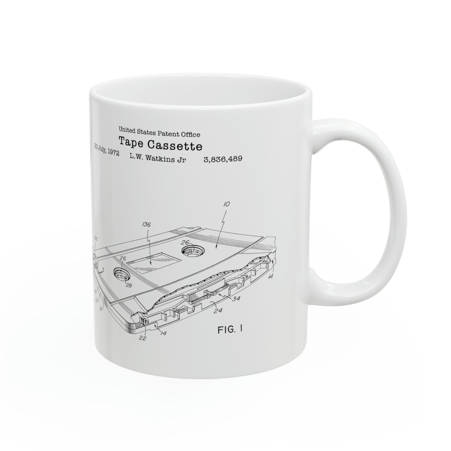 Cassette tape music patent from the US Patent Office. Perfect gift for any music lover, baby boomer, audiophile rock and pop lovers