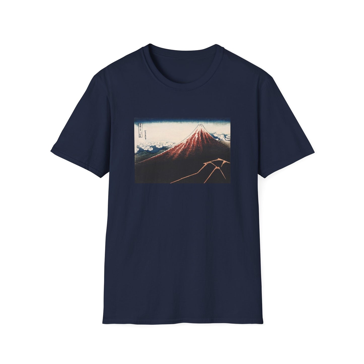 Thunderstorm Beneath the Summit by Katsushika Hokusai view of Mt Fuji T shirt from famous Japanese woodblock print
