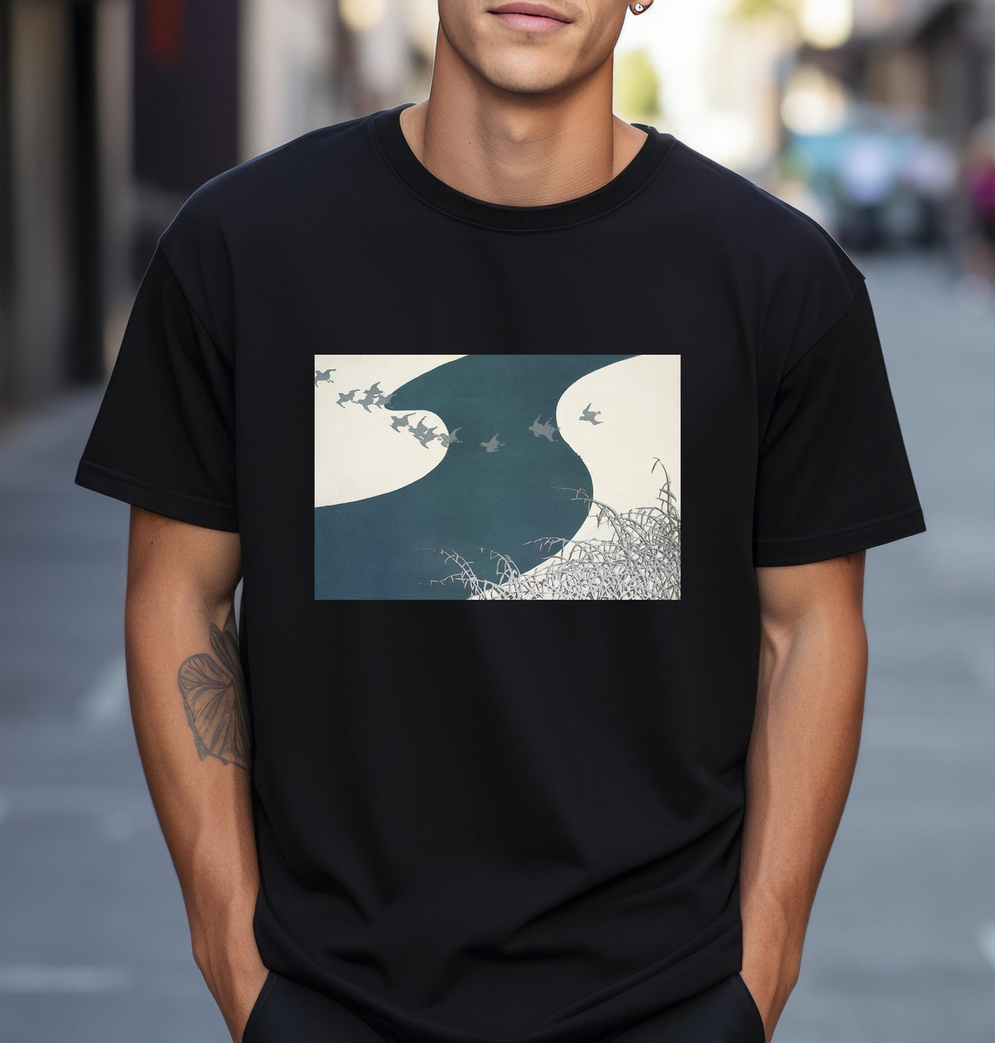 Kamisaka Sekka; Birds from Momoyogusa Flowers of a Hundred Generations T shirt from famous Japanese woodblock print