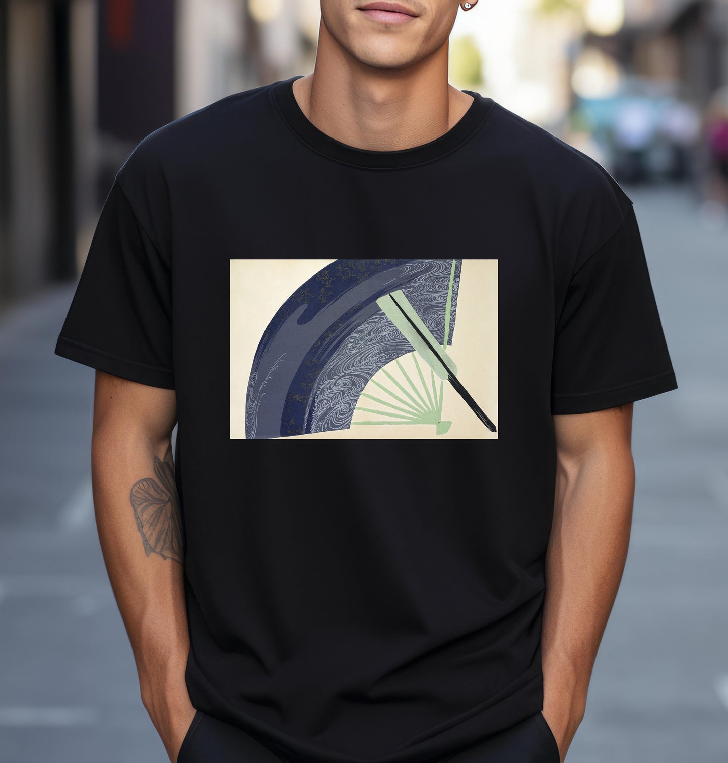 Kamisaka Sekka artist; Fan from Momoyogusa Flowers of a Hundred Generations T shirt from famous Japanese woodblock print