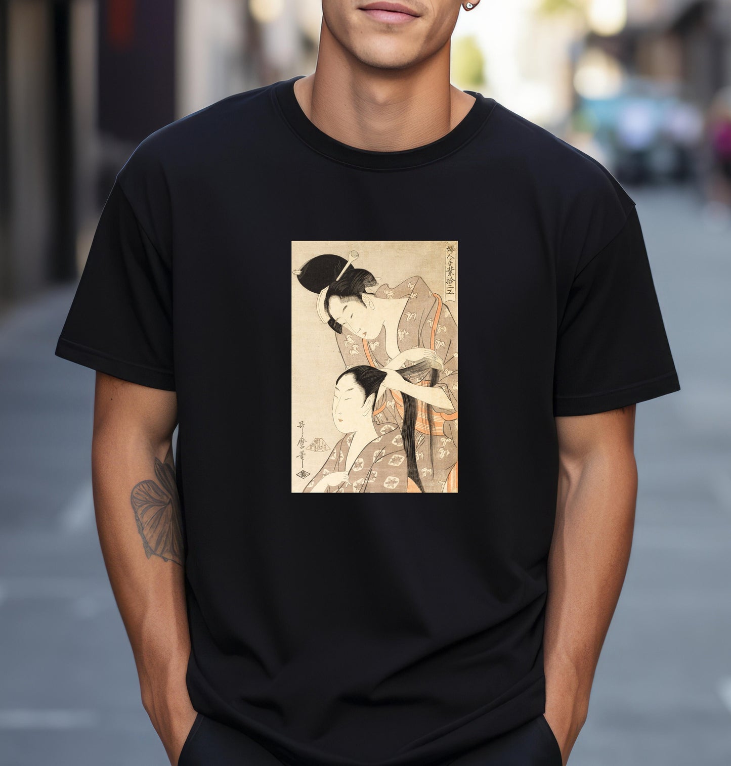The Hairdresser by Kitagawa Utamaro Famous Japanese woodblock print T shirt