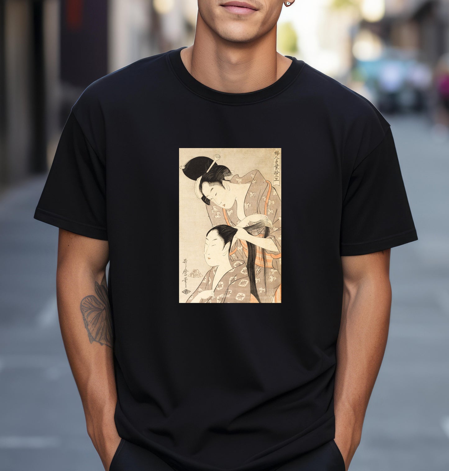 The Hairdresser by Kitagawa Utamaro Famous Japanese woodblock print T shirt