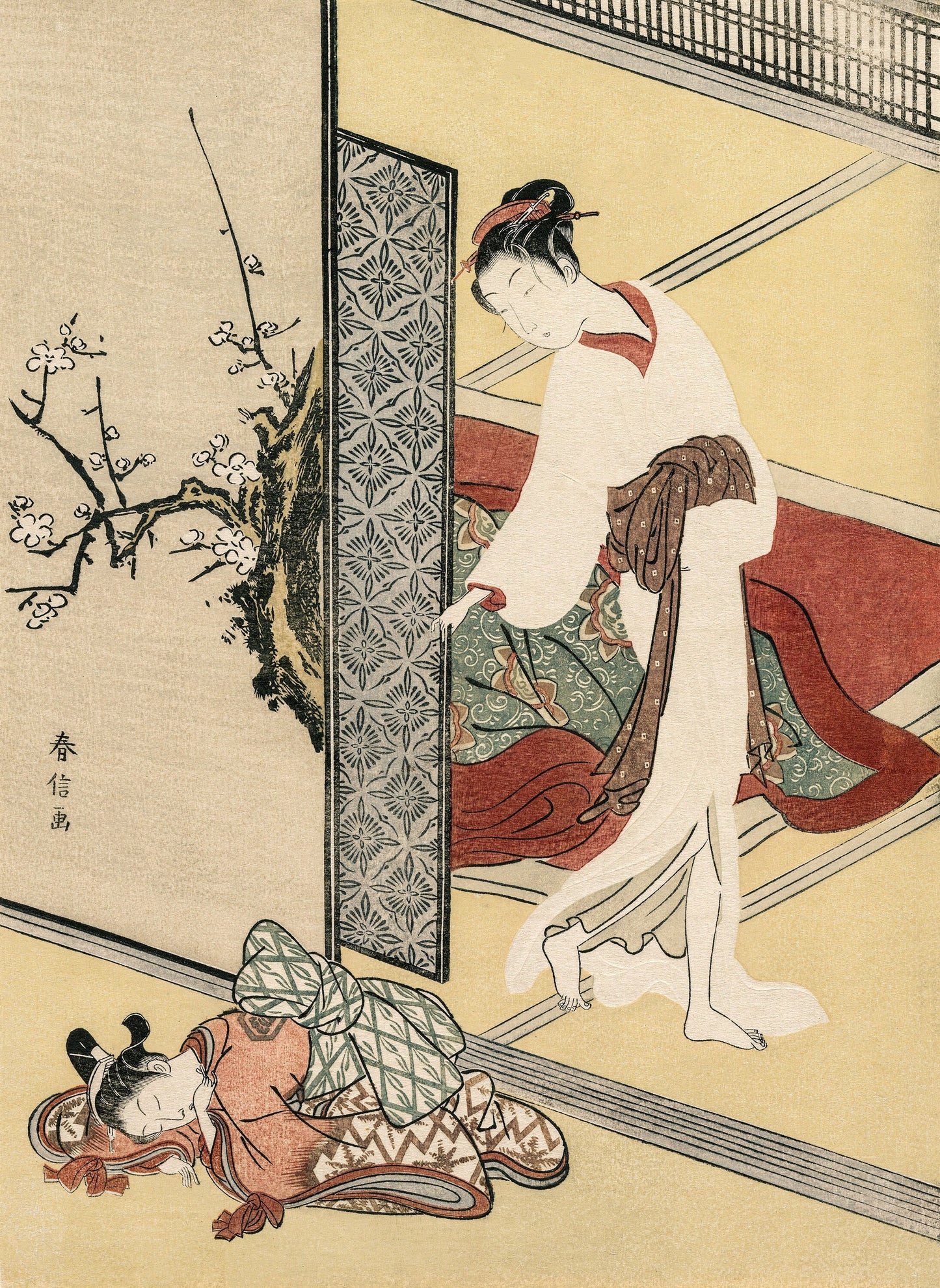 a painting of a woman in a kimono