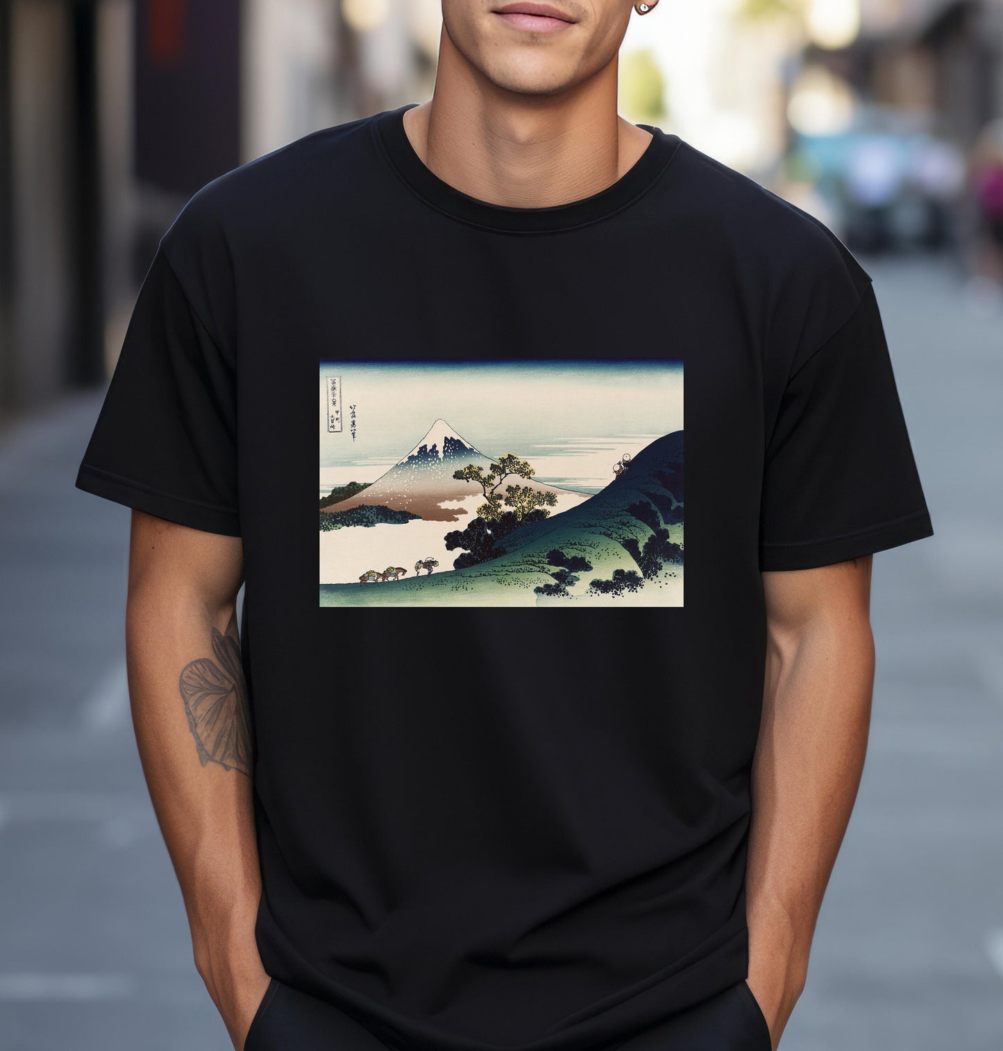08 Inume Pass, Koshu by Katsushika Hokusai view of Mt Fuji T shirt from famous Japanese woodblock print