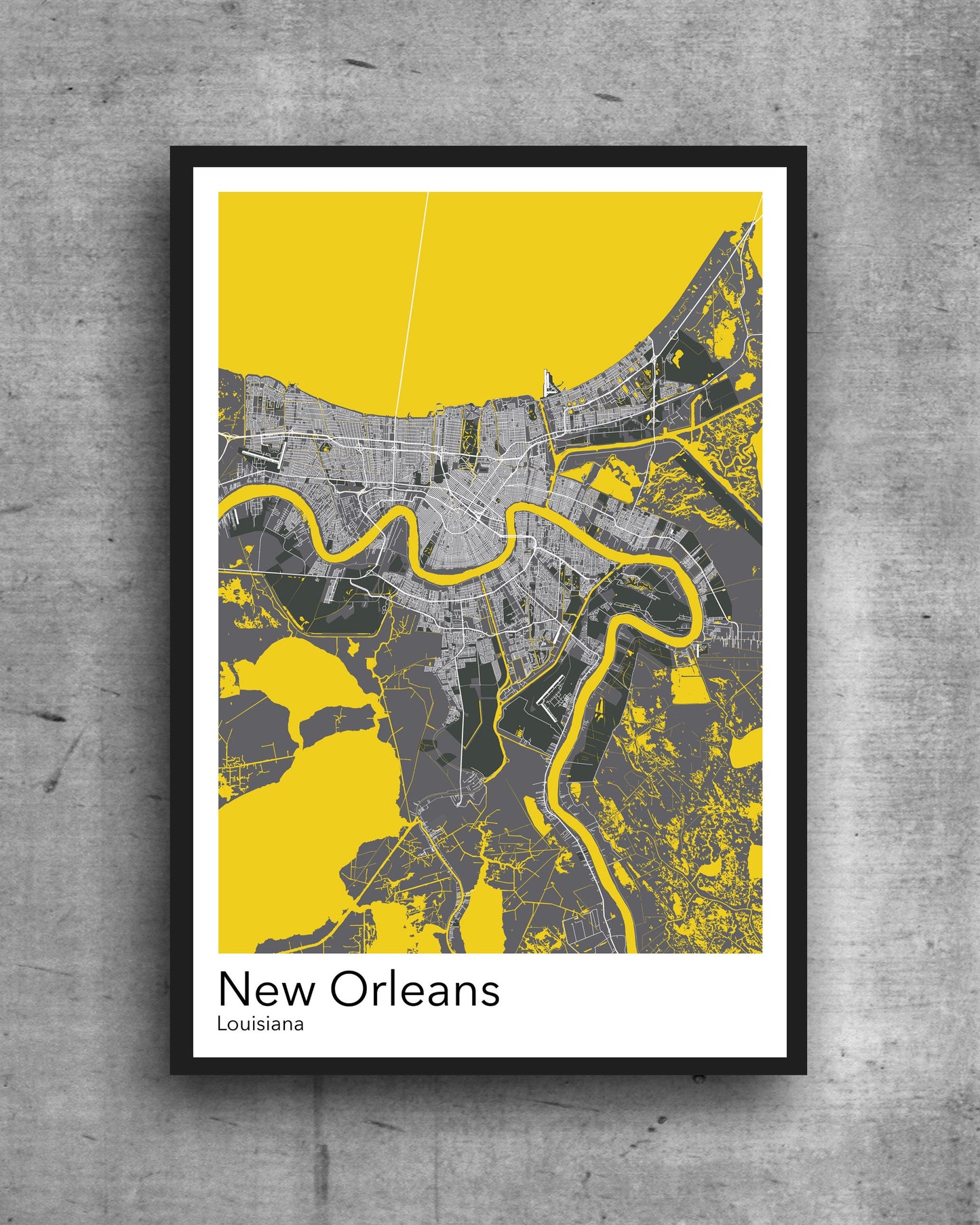 New Orleans modern minimalist map print poster. Quality colourful poster of New Orleans Louisiana on quality art paper