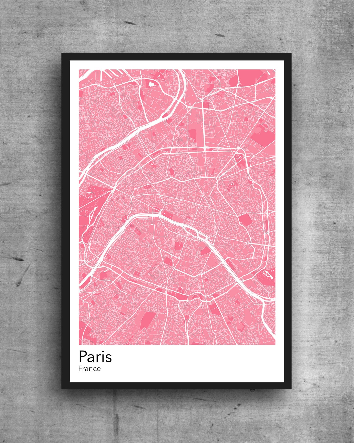 Paris modern minimalist map print of Quality colourful poster of Paris France on quality art paper