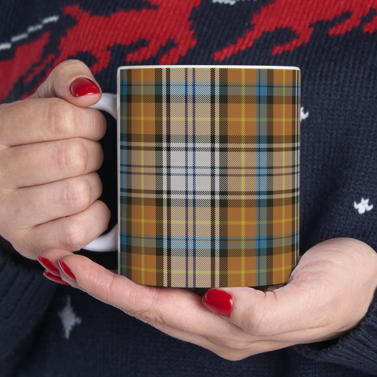 Gordon dress. The elegant and colourful tartan on this mug is taken from the Scottish Register of Tartans based in Scotland.