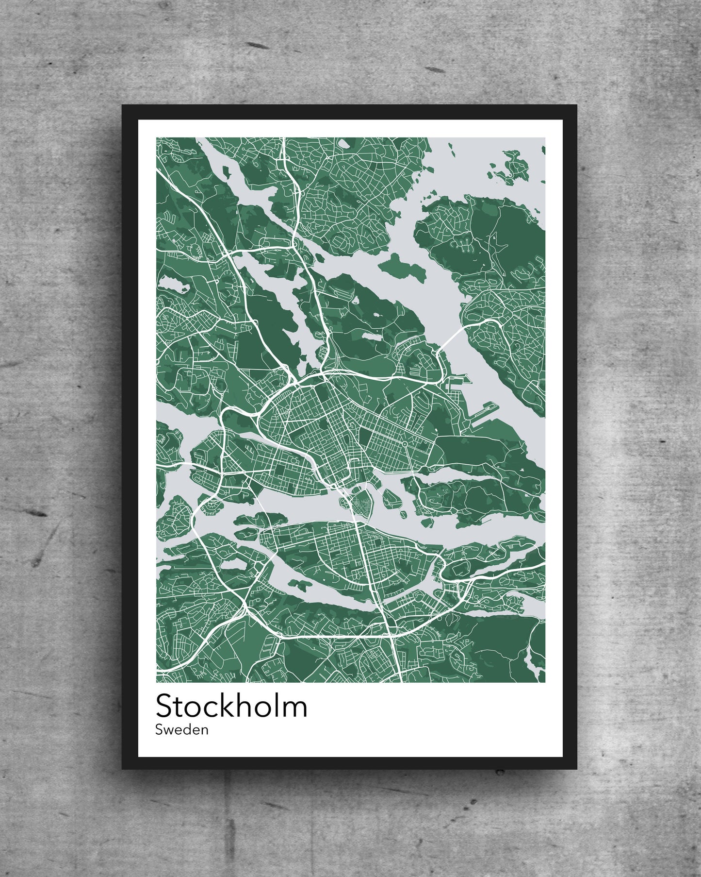 Stockholm modern minimalist map print of Quality colourful poster of Stockholm Sweden on quality art paper
