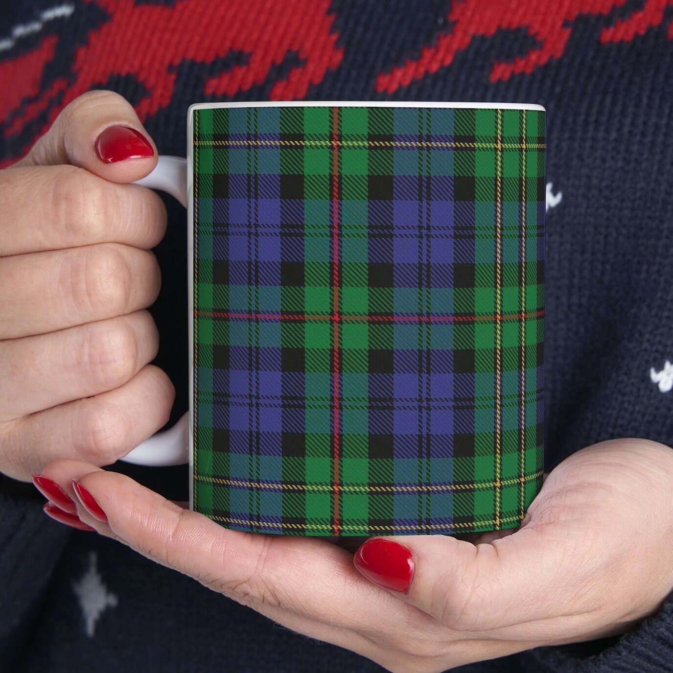 MacEwan clan. The elegant and colourful tartan on this mug is taken from the Scottish Register of Tartans based in Scotland.