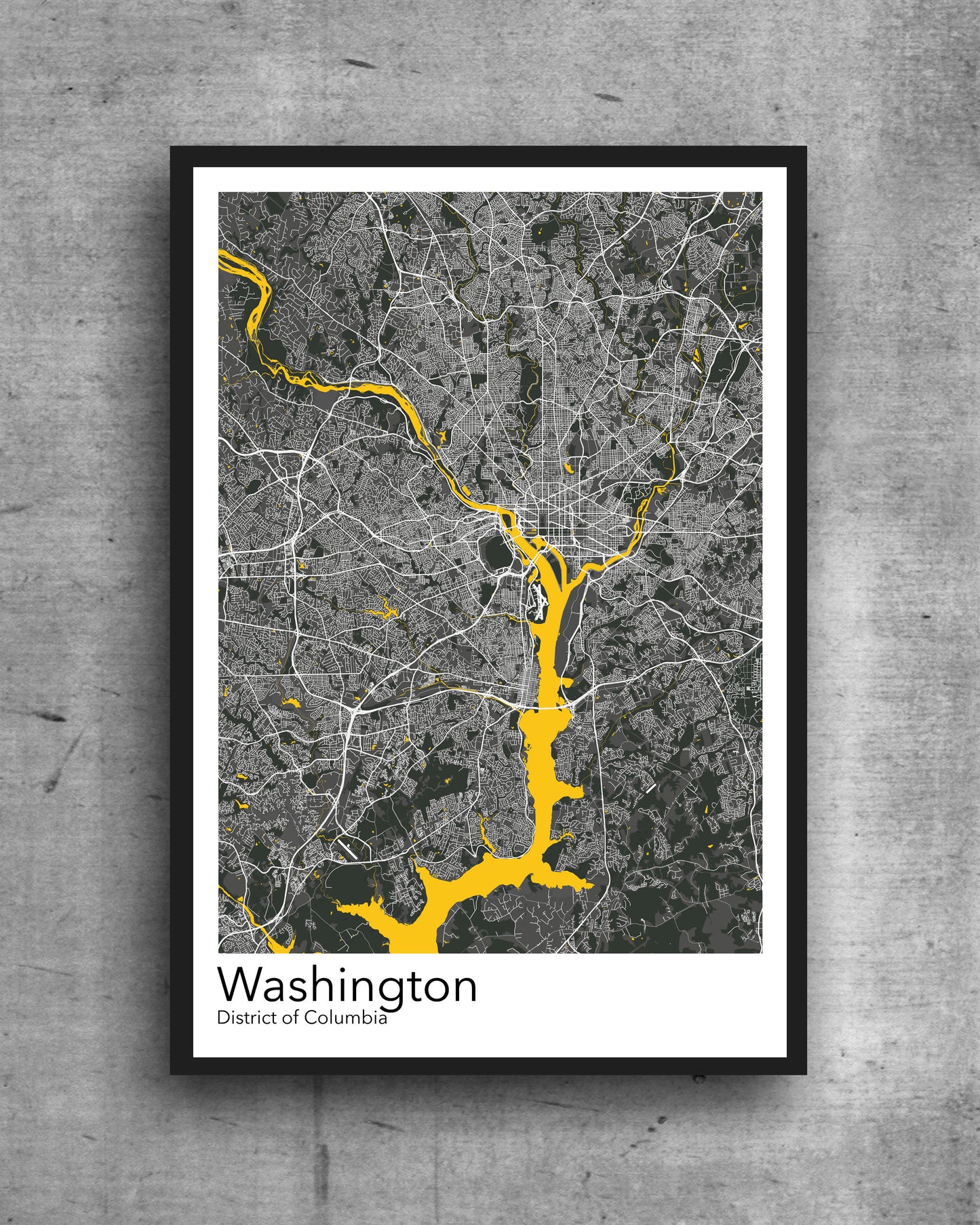 Washington DC modern minimalist map print poster. A colourful poster of Washington DC on quality art paper