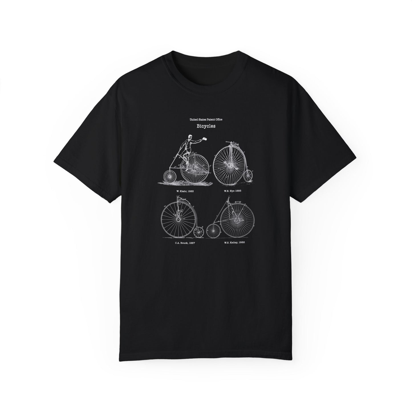 Selection of vintage bicycle designs from US Patent Office. A quality T shirt perfect for cyclist, bicycle fans, cycling, sports, bikes