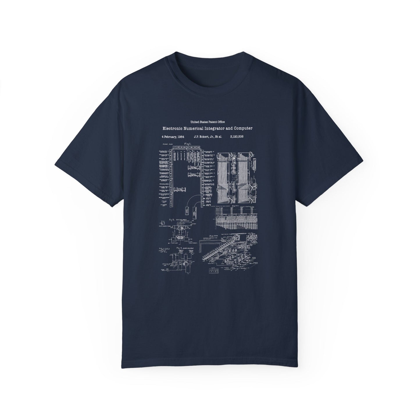 ENIAC first programmable computer design from US Patent Office. A quality T shirt perfect for computer geeks, data, information, science, IT