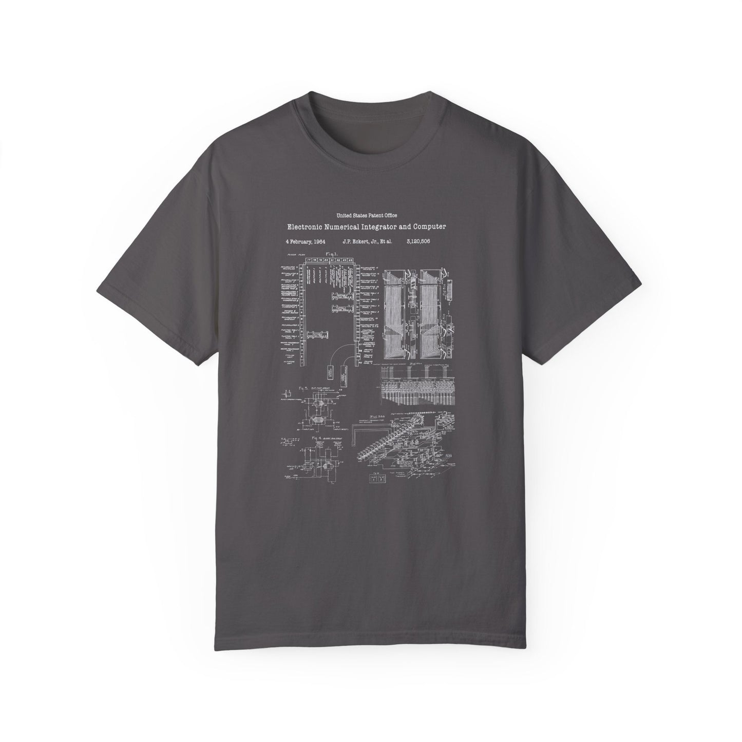 ENIAC first programmable computer design from US Patent Office. A quality T shirt perfect for computer geeks, data, information, science, IT