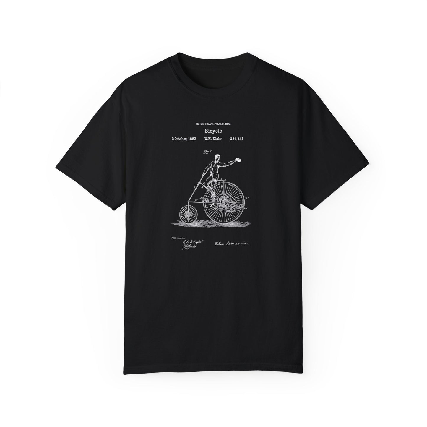 Antique vintage bicycle design from US Patent Office. A quality T shirt perfect for cyclist, bicycle fans, cycling, sports, history buffs