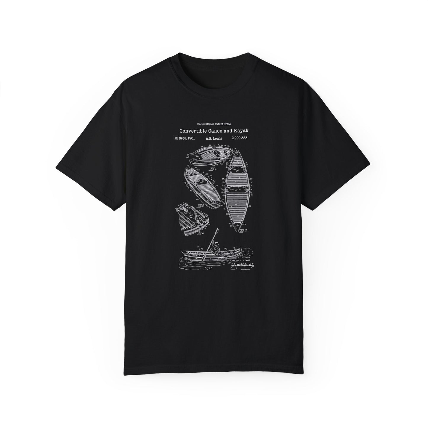 Convertible canoe and kayak design from US Patent Office. A quality T shirt perfect for outdoor pursuit enthusiasts, canoeists kayakers