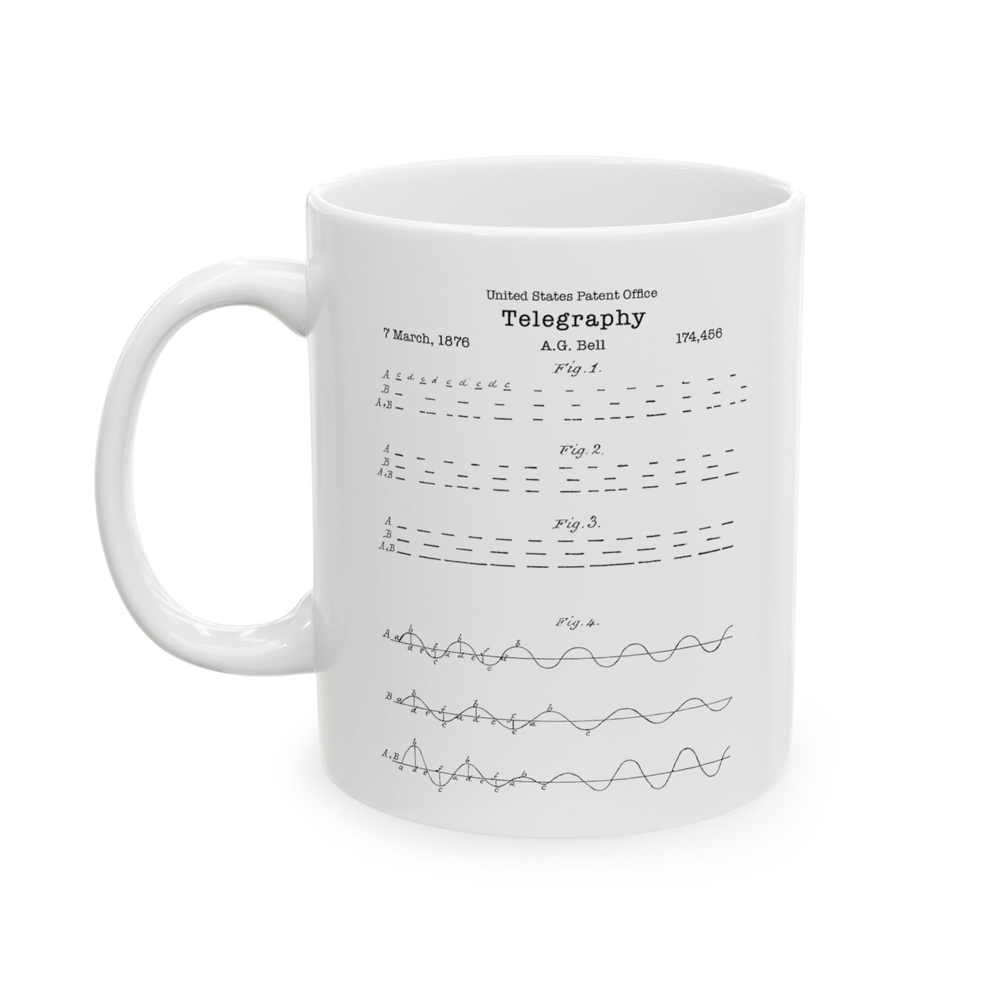 Famous Alexander Graham Bell morse code telegraphy invention from the US Patent Office. Perfect 11oz mug gift for engineers, scientists, IT